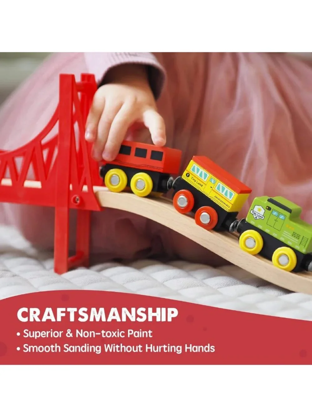 110PCS Wooden Train Set with Tracks - Fun Toy Train for Kids, Creative Play